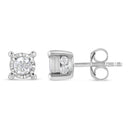.925 Sterling Silver 1.0 Cttw Round Brilliant-Cut Diamond Miracle-Set Solitaire Stud Earrings (H-I Color, I2-I3 Clarity)-6