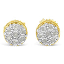 10K Yellow Gold over .925 Sterling Silver 1/7 Cttw Rose-Cut Miracle-Set Diamond Floral Cluster Button Stud Earrings (I-J Color, I3 Clarity)-4