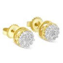 10K Yellow Gold over .925 Sterling Silver 1/7 Cttw Rose-Cut Miracle-Set Diamond Floral Cluster Button Stud Earrings (I-J Color, I3 Clarity)-6