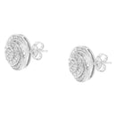 .925 Sterling Silver 1/4 Cttw Baguette and Round Diamond Swirl Love Knot Stud Earrings (I-J Color, I3 Clarity)-8