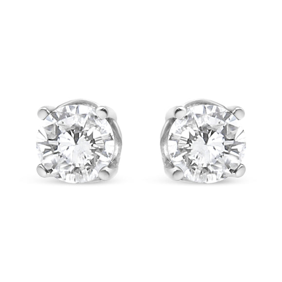 14K White Gold 3/4 Cttw Lab Grown Diamond 4-Prong Classic Stud Earrings (F-G Color, VS2-SI1 Clarity)