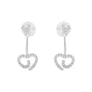 .925 Sterling Silver 1/4 Cttw Diamond Swirl Heart Front/Back Earrings (I-J Color, I2-I3 Clarity)-7