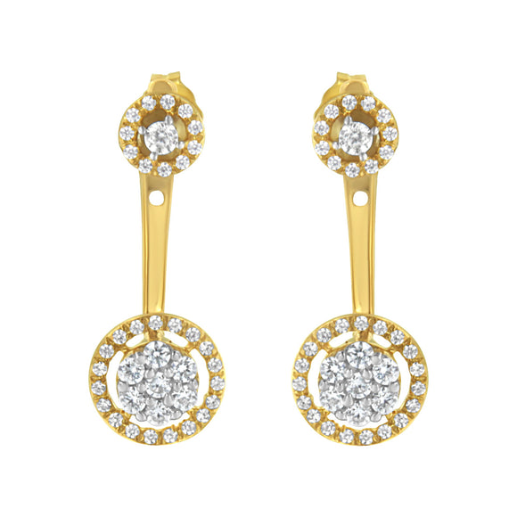 14K Yellow Gold Plated .925 Sterling Silver 5/8 Cttw Diamond Removable Stud and Dangle Earrings (I-J Color, I2-I3)