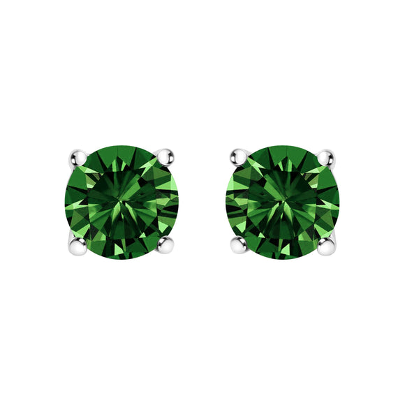 14K White Gold 1.0 Cttw Lab Grown Green Diamond Classic Solitaire Stud Earrings