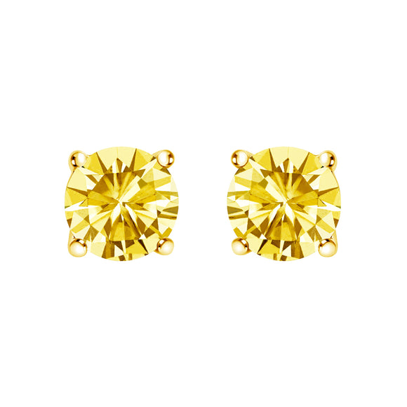 14K White Gold 1.0 Cttw Lab Grown Yellow Diamond Solitaire Stud Earrings (Yellow Color, VS2-SI1 Clarity)