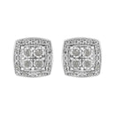 .925 Sterling Silver 1/4 cttw Round Cut Diamond Square Shape Milgrain Stud Earrings (I-J Color, I3 Clarity)-5