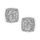 .925 Sterling Silver 1/4 cttw Round Cut Diamond Square Shape Milgrain Stud Earrings (I-J Color, I3 Clarity)-6