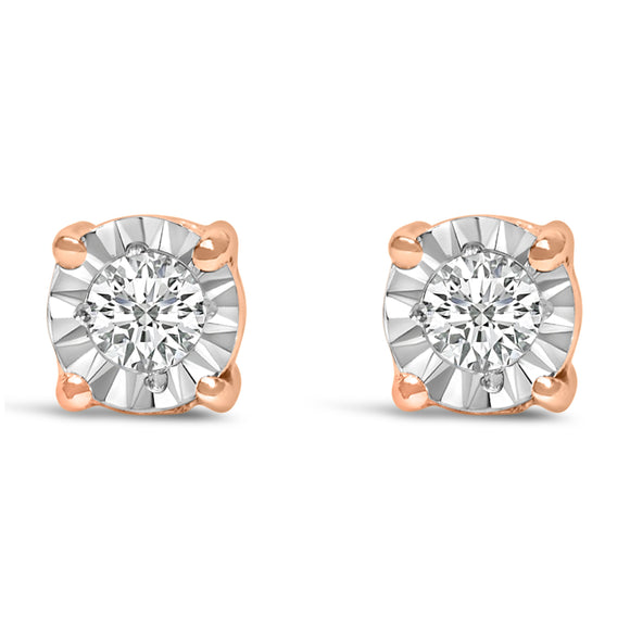 .925 Sterling Silver 1/10 Cttw Round Brilliant-Cut Lab Grown Diamond Miracle-Set Stud Earrings (F-G Color, VS1-VS2 Clarity)