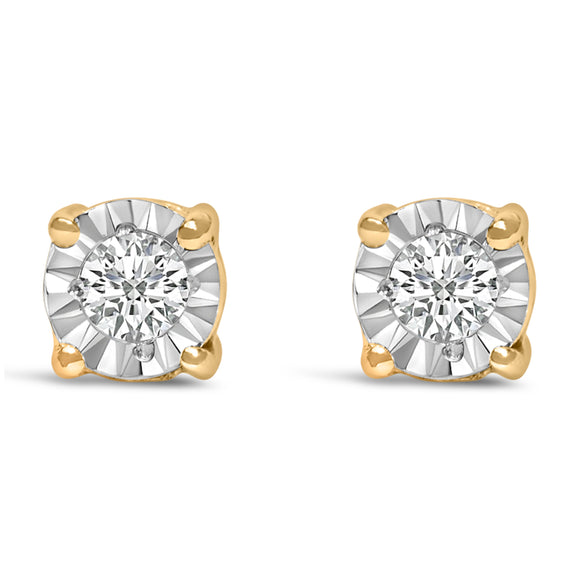 .925 Sterling Silver 1/10 Cttw Round Brilliant-Cut Lab Grown Diamond Miracle-Set Stud Earrings (F-G Color, VS1-VS2 Clarity)