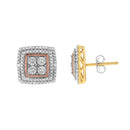 10K Yellow, White, and Rose Gold Plated Sterling Silver Diamond Accent Earrings (I-J Clarity, I3 Color)-6