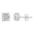.925 Sterling Silver 1/6 Cttw Invisible Set Princess-Cut Diamond Quad Composite Stud Earrings (H-I Color, I1-I2 Clarity)-6