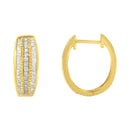 10K Yellow Gold 3/4 Cttw Pave and Channel Set Diamond Triple Row Modern Hoop Earrings (I-J Color, I2-I3 Clarity)-6