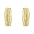 10K Yellow Gold 3/4 Cttw Pave and Channel Set Diamond Triple Row Modern Hoop Earrings (I-J Color, I2-I3 Clarity)-7