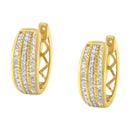 10K Yellow Gold 3/4 Cttw Pave and Channel Set Diamond Triple Row Modern Hoop Earrings (I-J Color, I2-I3 Clarity)-8
