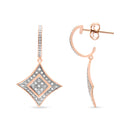 14K Rose Gold Plated .925 Sterling Silver Round-Cut Diamond Accent Dangle Rhombus Earrings (H-I Color, I2-I3 Clarity)-6