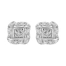 .925 Sterling Silver Round-Cut Diamond Accent Swirl Square Knot Stud Earrings (H-I Color, I2-I3 Clarity)-5