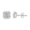 .925 Sterling Silver Round-Cut Diamond Accent Swirl Square Knot Stud Earrings (H-I Color, I2-I3 Clarity)-7