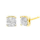 10K Yellow Gold Plated .925 Sterling Silver 1.0 Cttw Princess-Cut Diamond Composite Multi Stone Stud Earrings (J-K Color, SI2-I1 Clarity)-4