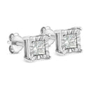 .925 Sterling Silver 1/2 Cttw Miracle Set Princess-cut Diamond Solitaire Stud Earrings (I-J Color, SI1-SI2 Clarity)-8
