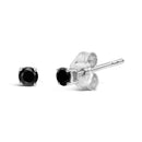 .925 Sterling Silver 1/2 Cttw Black Diamond Solitaire Stud Earrings-2