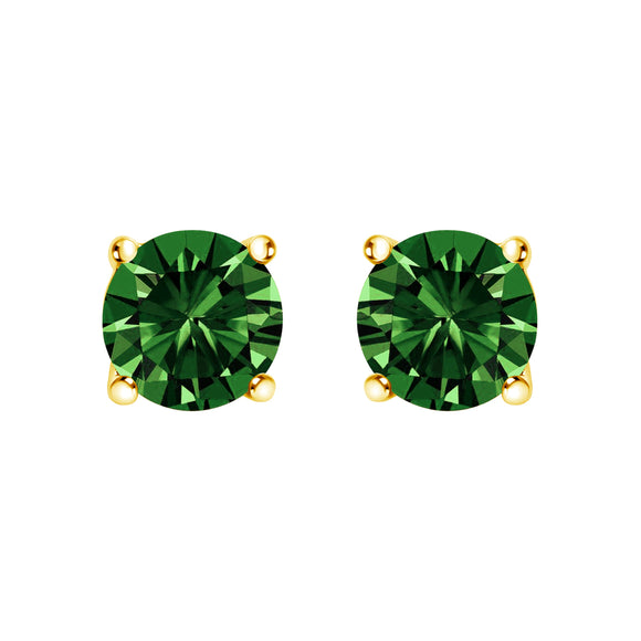14K White Gold 1.0 Cttw Lab Grown Green Diamond Classic Solitaire Stud Earrings