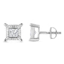 .925 Sterling Silver 1.0 Cttw Miracle Set Princess-cut Diamond Solitaire Stud Earrings (H-I Color, I2-I3 Clarity)-3