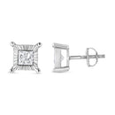 .925 Sterling Silver 1.0 Cttw Miracle Set Princess-cut Diamond Solitaire Stud Earrings (H-I Color, I2-I3 Clarity)-5