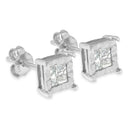 .925 Sterling Silver 1/2 Cttw Miracle Set Princess-cut Diamond Solitaire Stud Earrings (H-I Color, SI2-I1 Clarity)-7