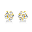 14K Yellow Gold 1/2 Cttw Brilliant Round Cut Diamond Floral Cluster Stud Earrings with Pushbacks (J-K Color, VS2-SI1 Clarity)-5