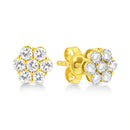 14K Yellow Gold 1/2 Cttw Brilliant Round Cut Diamond Floral Cluster Stud Earrings with Pushbacks (J-K Color, VS2-SI1 Clarity)-6