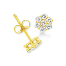 14K Yellow Gold 1/2 Cttw Brilliant Round Cut Diamond Floral Cluster Stud Earrings with Pushbacks (J-K Color, VS2-SI1 Clarity)-7