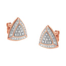 14K Rose Gold over .925 Sterling Silver Diamond-Accented Trillion Shaped 4-Stone Halo-Style Stud Earrings (H-I Color, I2-I3 Clarity)-5