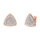 14K Rose Gold over .925 Sterling Silver Diamond-Accented Trillion Shaped 4-Stone Halo-Style Stud Earrings (H-I Color, I2-I3 Clarity)-6