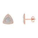 14K Rose Gold over .925 Sterling Silver Diamond-Accented Trillion Shaped 4-Stone Halo-Style Stud Earrings (H-I Color, I2-I3 Clarity)-7