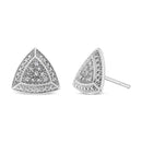 .925 Sterling Silver Diamond-Accented Trillion Shaped 4-Stone Halo-Style Stud Earrings (H-I Color, I2-I3 Clarity)-6