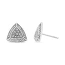 .925 Sterling Silver Diamond-Accented Trillion Shaped 4-Stone Halo-Style Stud Earrings (H-I Color, I2-I3 Clarity)-7