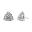.925 Sterling Silver Diamond-Accented Trillion Shaped 4-Stone Halo-Style Stud Earrings (H-I Color, I2-I3 Clarity)-8
