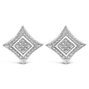 .925 Sterling Silver Diamond Accented 4-Stone Four Pointed Star Shaped Halo-Style Stud Earrings (H-I Color, I2-I3 Clarity)-7