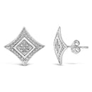 .925 Sterling Silver Diamond Accented 4-Stone Four Pointed Star Shaped Halo-Style Stud Earrings (H-I Color, I2-I3 Clarity)-8