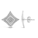 .925 Sterling Silver Diamond Accented 4-Stone Four Pointed Star Shaped Halo-Style Stud Earrings (H-I Color, I2-I3 Clarity)-9