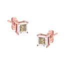 14K Rose Gold Plated Two-Tone .925 Sterling Silver 1/2 Cttw Princess-Cut Square Diamond Solitaire Miracle-Plate Stud Earrings (K-L Color, I2-I3 Clarity)-5
