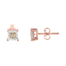14K Rose Gold Plated Two-Tone .925 Sterling Silver 1/2 Cttw Princess-Cut Square Diamond Solitaire Miracle-Plate Stud Earrings (K-L Color, I2-I3 Clarity)-6