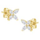 14K White Gold 1/2 Cttw Marquise Diamond 8 Stone Floral Leaf Stud Earrings (H-I Color, SI1-SI2 Clarity)-17