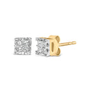 10k Yellow Gold Princess Diamond Quad Stud Earrings (1/4 cttw, J-K Color, I2-I3 Clarity)-6
