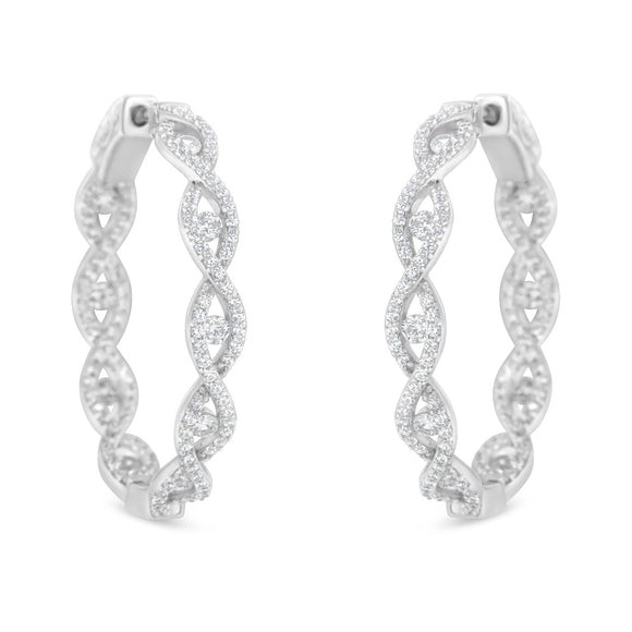 10K White Gold Diamond Hoop Earrings (1 1/2 cttw, H-I Color, I1-I2 Clarity)