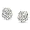 10k White Gold Rose-Cut Diamond Floral Cluster Earrings (1 cttw, I-J Color, I2-I3 Clarity)-7