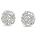 10k White Gold Rose-Cut Diamond Floral Cluster Earrings (1 cttw, I-J Color, I2-I3 Clarity)-8