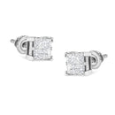 10K White Gold 3/4 Cttw Invisible Set Princess-Cut Diamond Composite Square Stud Earrings (H-I Color, SI2-I1 Clarity)-5