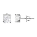 10K White Gold 3/4 Cttw Invisible Set Princess-Cut Diamond Composite Square Stud Earrings (H-I Color, SI2-I1 Clarity)-6