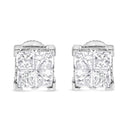 10K White Gold 3/4 Cttw Invisible Set Princess-Cut Diamond Composite Square Stud Earrings (H-I Color, SI2-I1 Clarity)-7